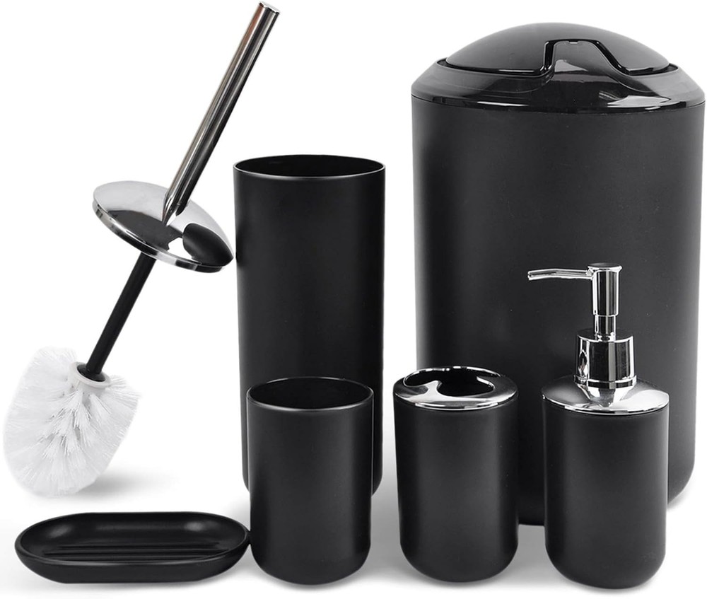 Bathroom Accessories Set 6 Piece Bath Ensemble Includes Soap Dispenser, Tooth...