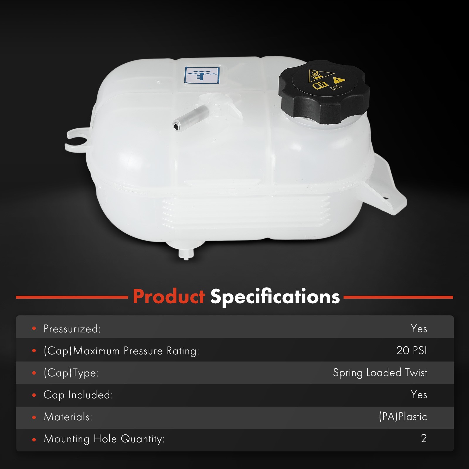 Front Engine Coolant Reservoir with Cap for Dodge Dart 2013-2016 1.4L 2.0L 2.4L