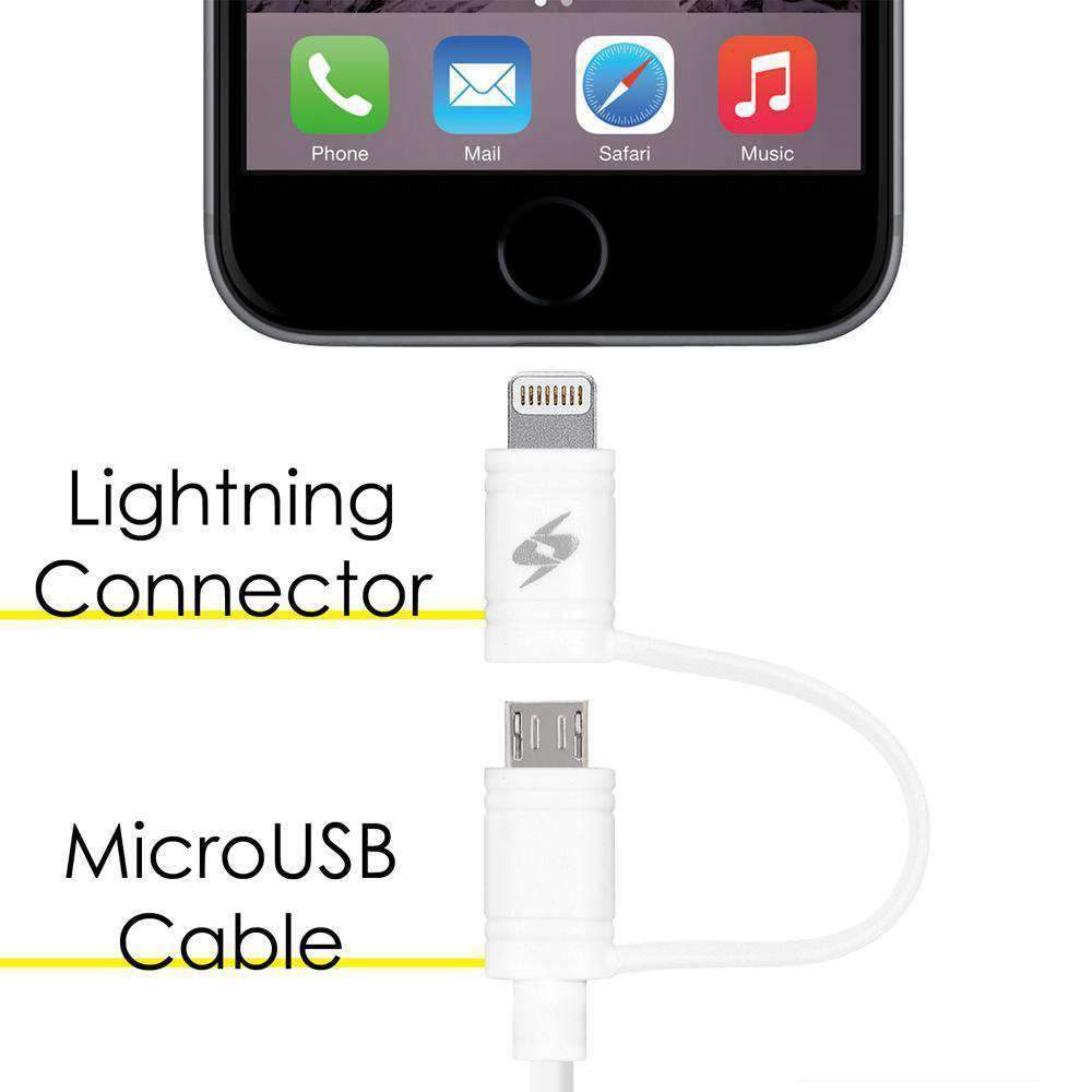 AMZER APPLE MFi CERTIFIED 2-1 SYNC&CHARGE LIGHTNING CABLE WITH MICRO USB 3.2 FT.
