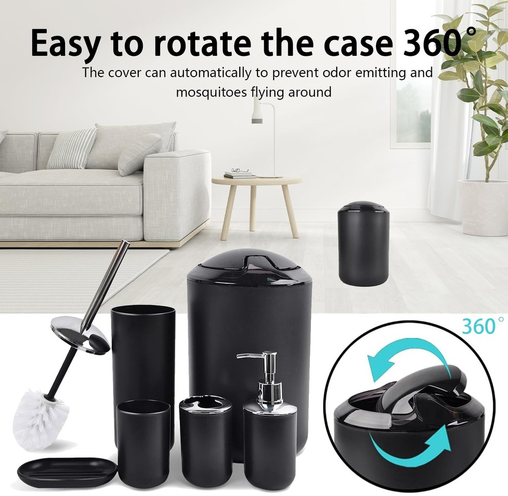Bathroom Accessories Set 6 Piece Bath Ensemble Includes Soap Dispenser, Tooth...