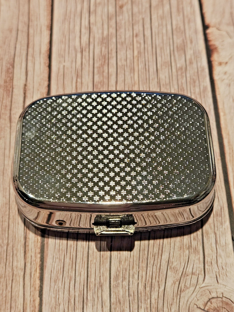 Yorkie Pill Box 2 Compartment Silver Tone Rectangular New Yorkshire Terrier