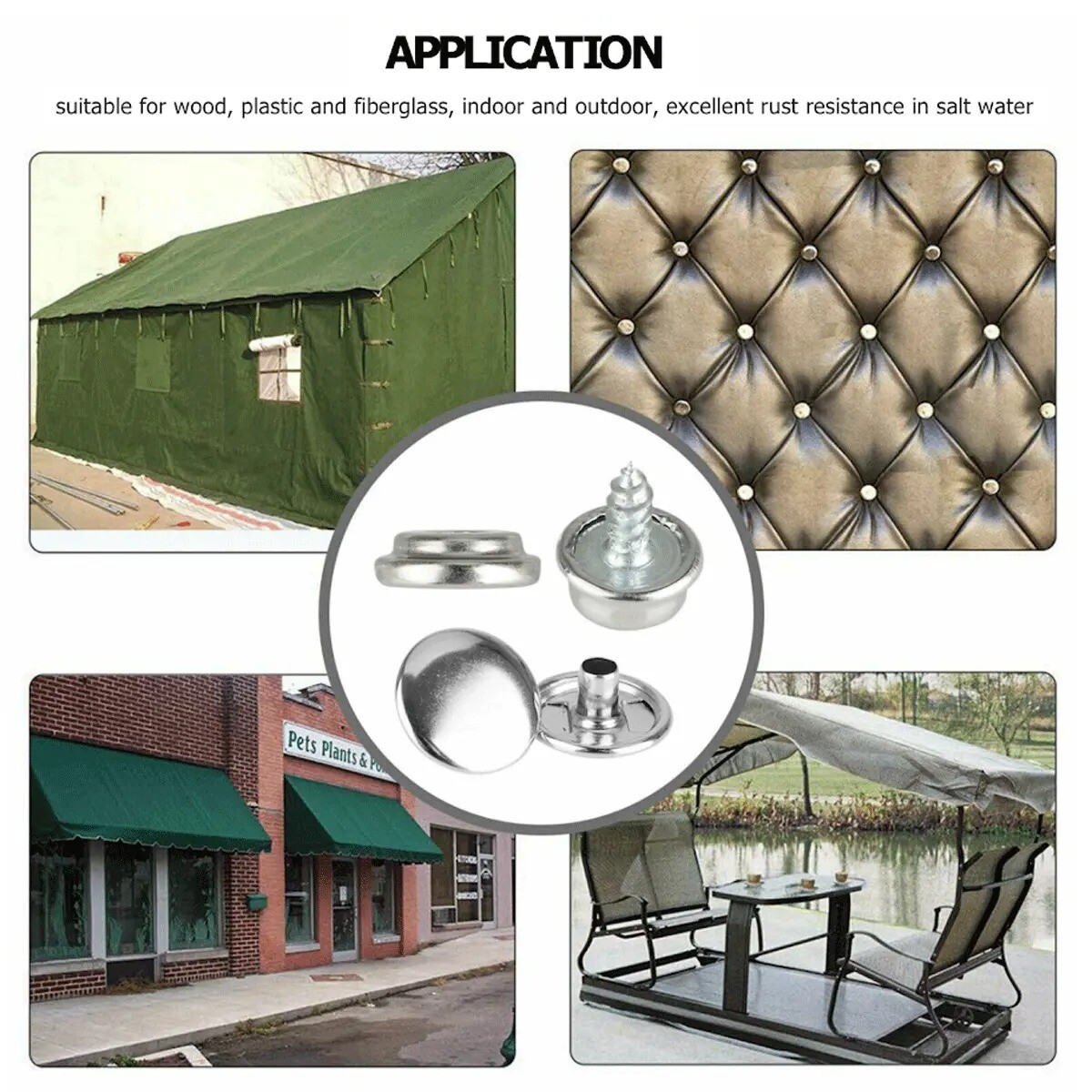 50 sets Fastener Snap Press Stud Cap Buttons With 2 Tools for Marine Boat Canvas