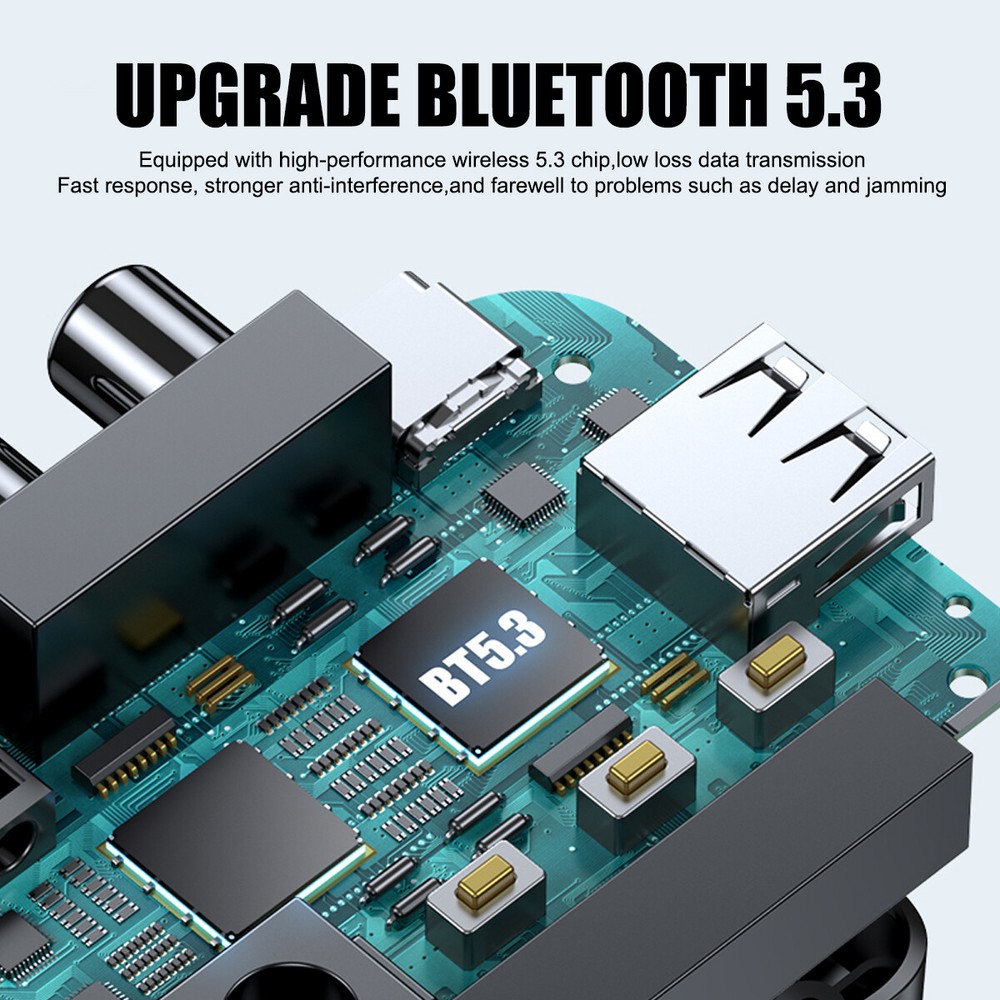 Bluetooth 5.3 Transmitter&Receiver Wireless 3.5mm AUX to 2 RCA Audio USB Adapter