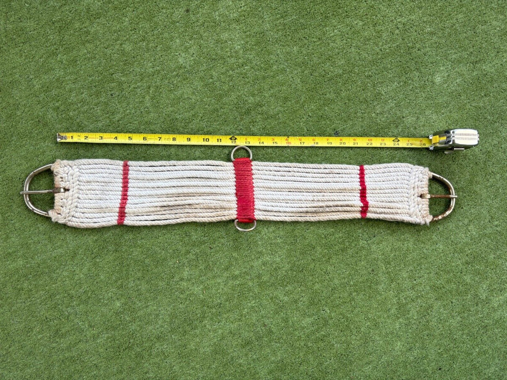 String Western Girth, White with red accents.