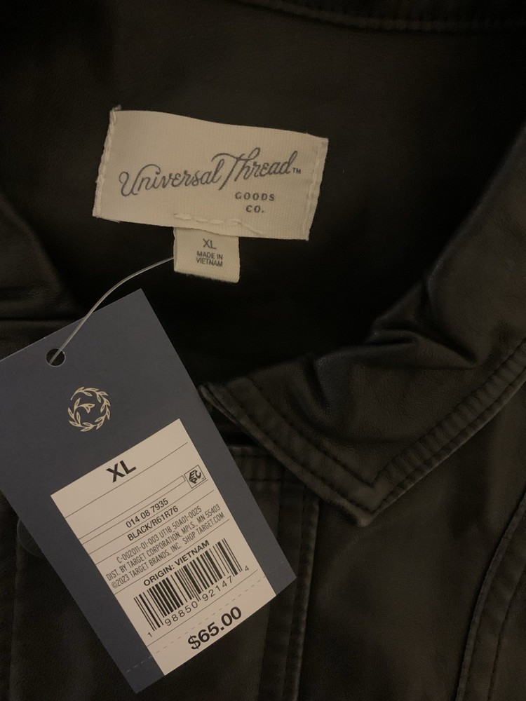 Universal Thread Black Bomber Jacket XL Lined Zipper Button Accents