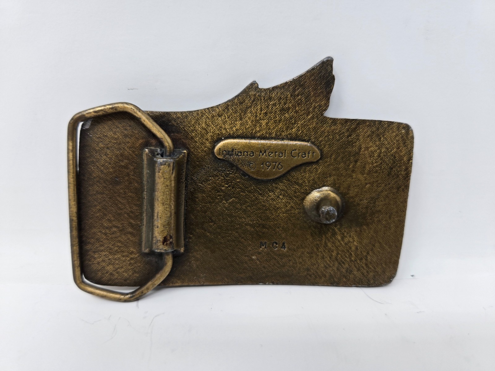 Vintage 1976 Honda Motorcycle Logo 3" Brass Belt Buckle by Indiana Metal Craft