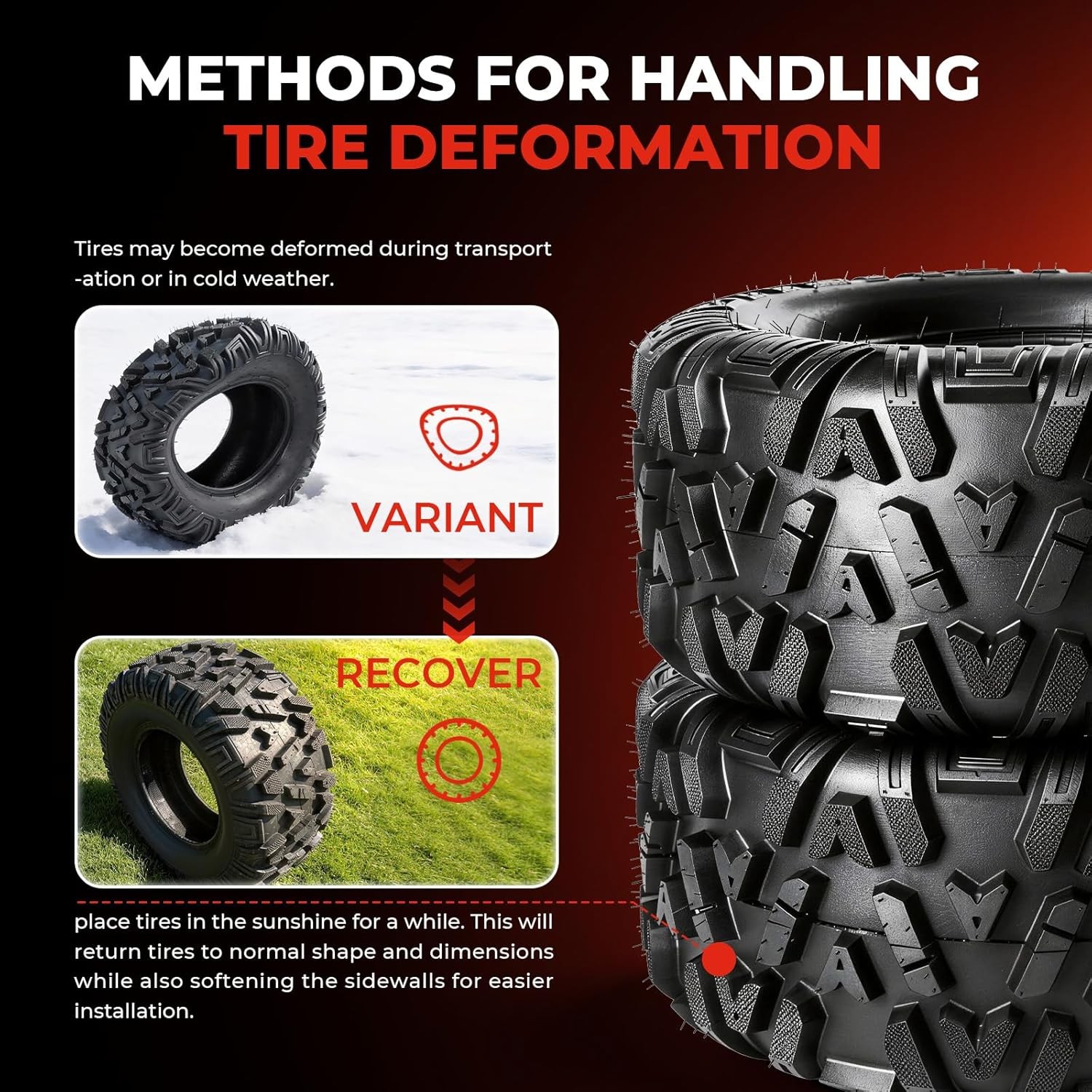 ATV/UTV Tires 25x8-12 Front & 25x10-12 Rear All-Terrain Mud Tires 6-Ply Set of 4