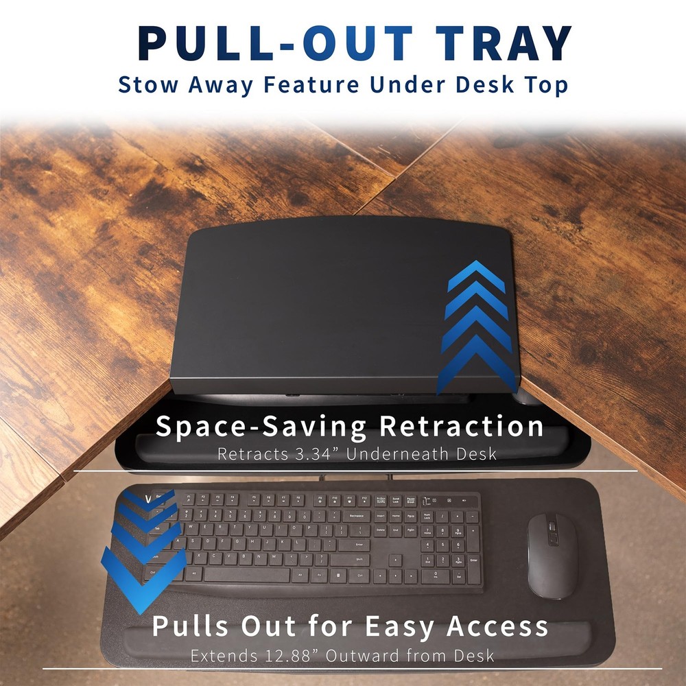 Adjustable Computer Keyboard and Mouse Platform Tray with Corner Connector, E...