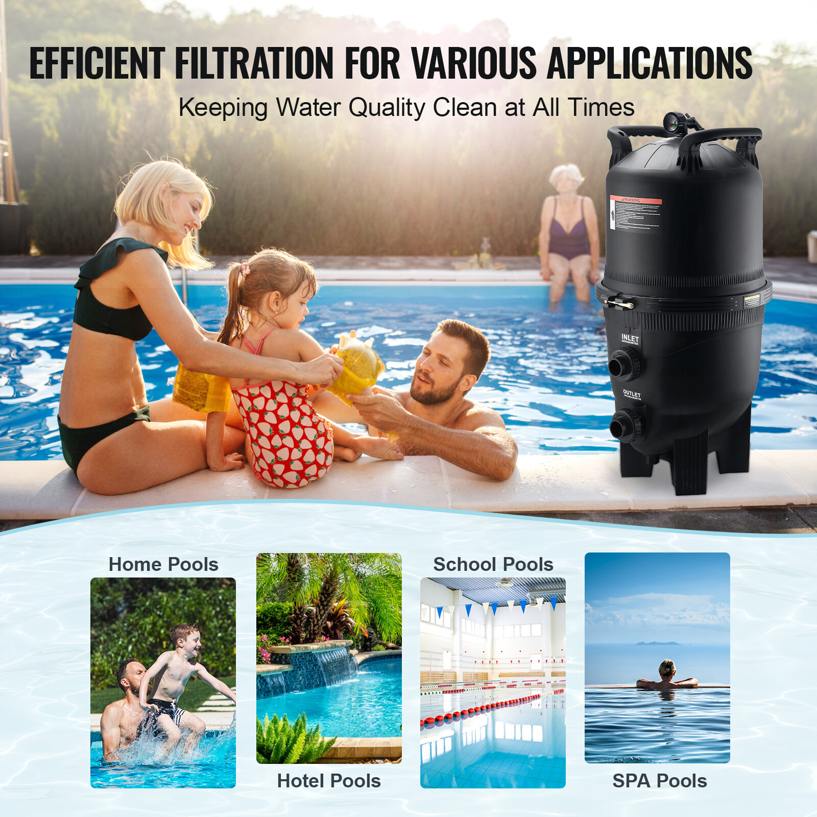 VEVOR Pool Cartridge Filter In/Above Ground Swimming Pool Filtration 425Sq.Ft