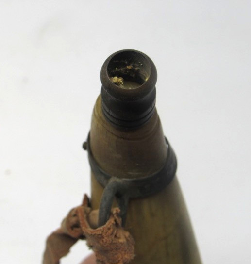 Antique Firearm Black Powder Horn Medal Cap with Crest Metal Muzzle Loader Rare