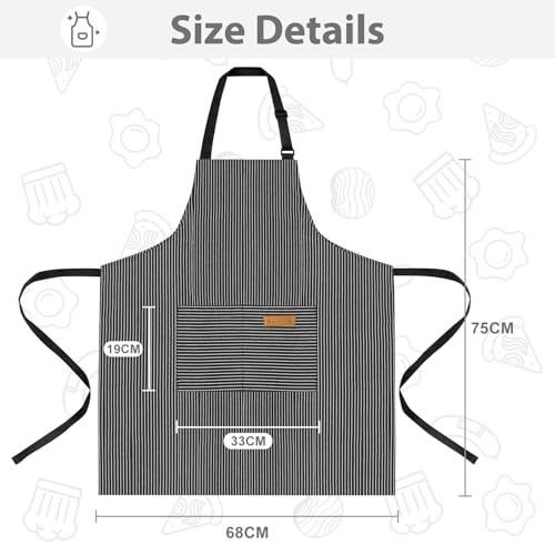 2 Pack Kitchen Aprons, Soft Apron for Restaurant with Adjustable Neck Strap