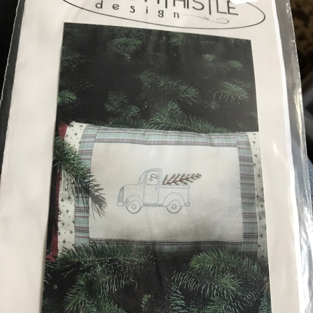 Moonthistle Winter Harvest Old Pickup And Tree  Stitchery Pattern