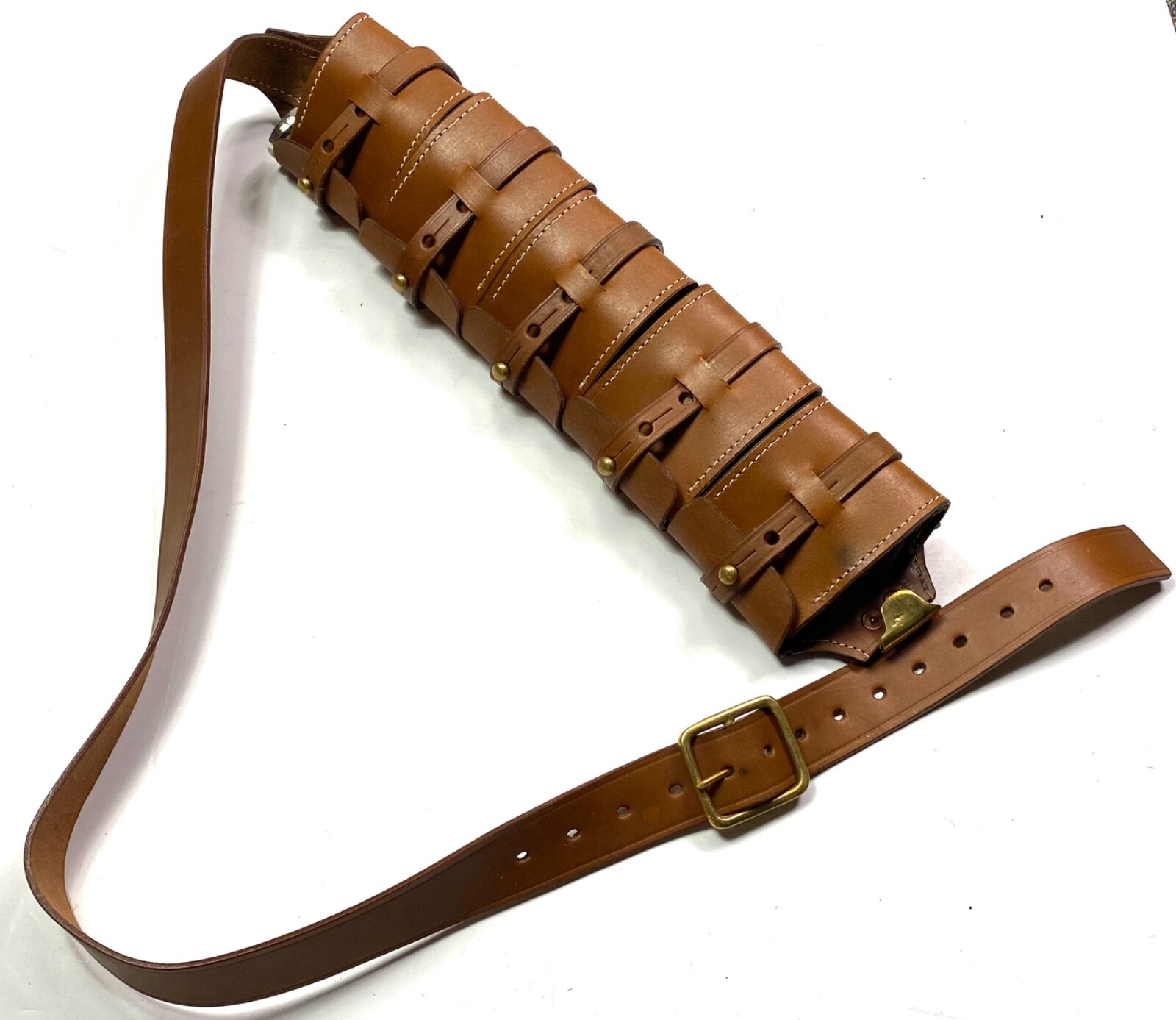 SWEDISH M1910 8MM MAUSER RIFLE LEATHER AMMO BANDOLEER