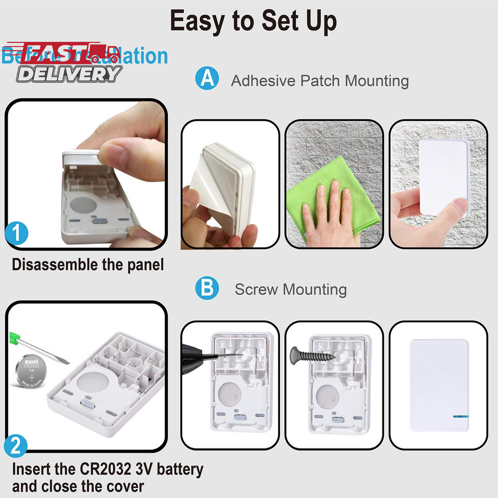 Thinkbee Wireless Light Switch Kit, No Wiring Mini Remote Switch, No Wifi Needed