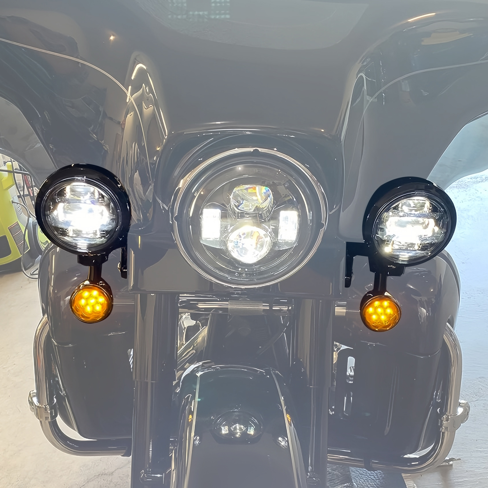 Auxiliary Spot Fog Light Bracket Turn Signal Bar Kit Fit for Harley Road King