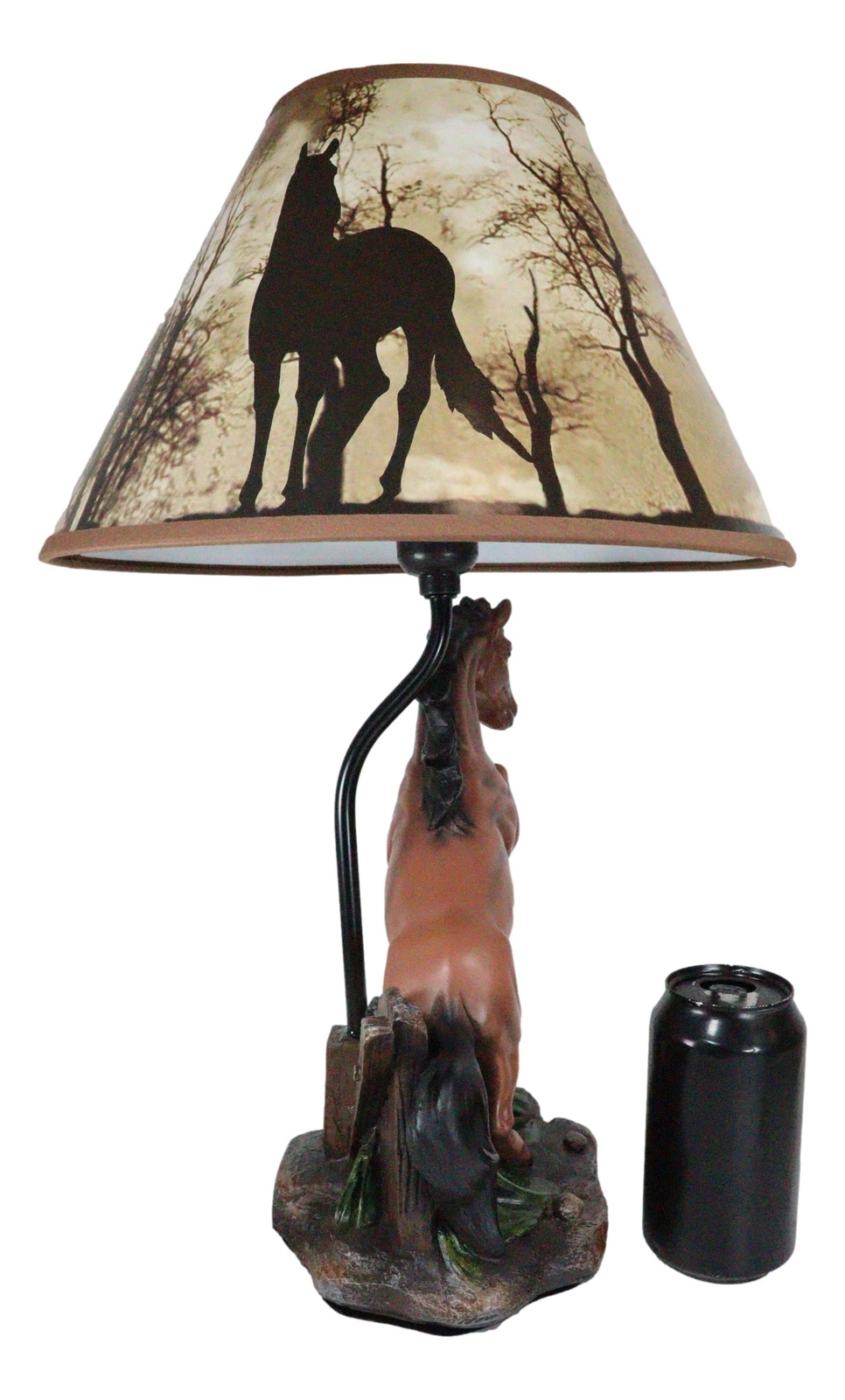 Rearing Wild Chestnut Horse Stallion Desktop Table Lamp With Shade Home Decor