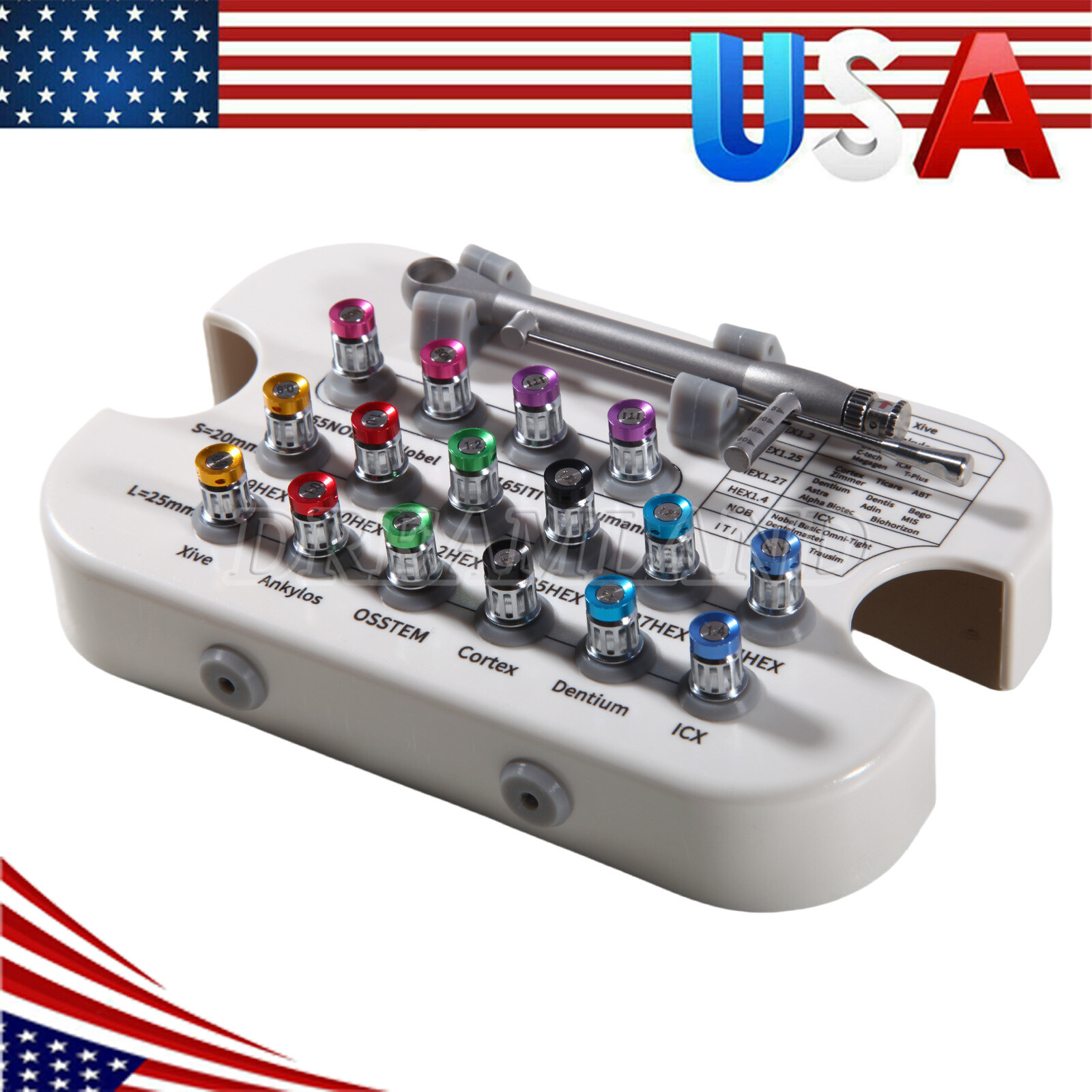 Dental Universal Implant Prosthetic Kit Torque Wrench Screw Drivers Remover USA