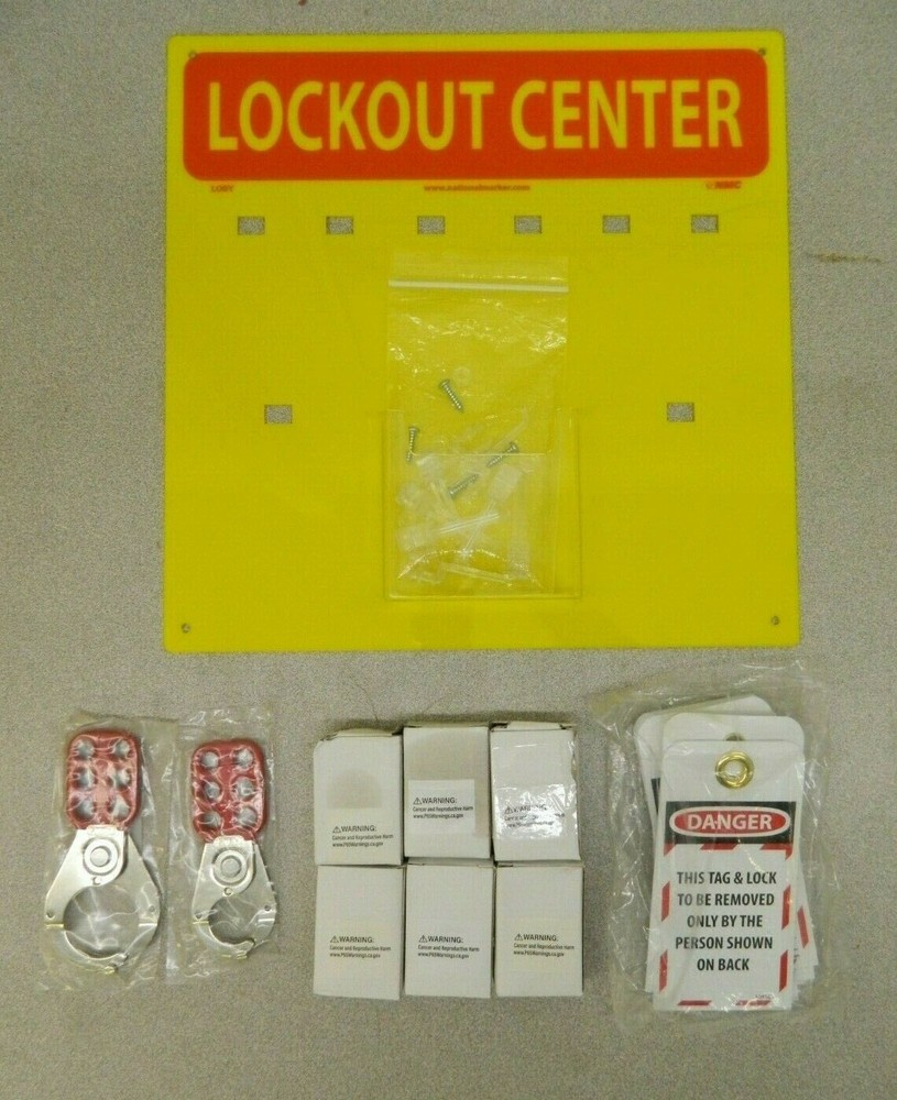 NMC Equipped Plexiglass Tag and Padlock / Hasp Station 10 Piece LOB1Y