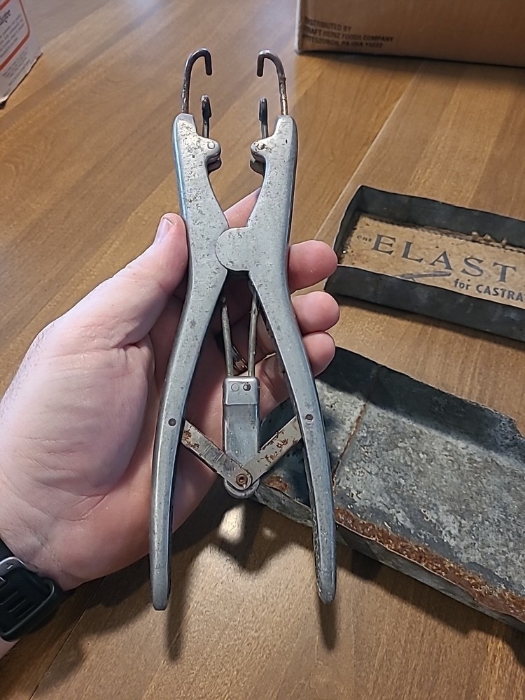 Vintage Elastrator Tool With Original Metal Box