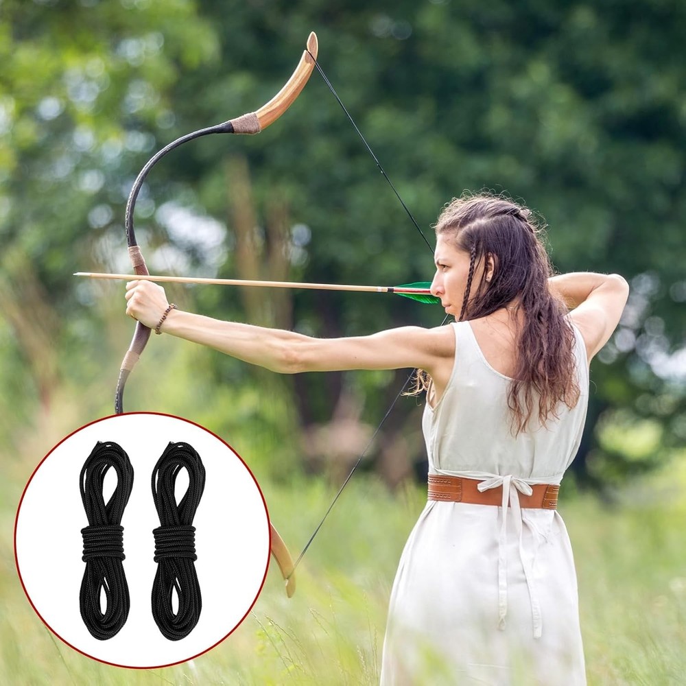 Archery D Loop String 2 Pieces for Compound Bow Black Bowstring Rope 10 Feet