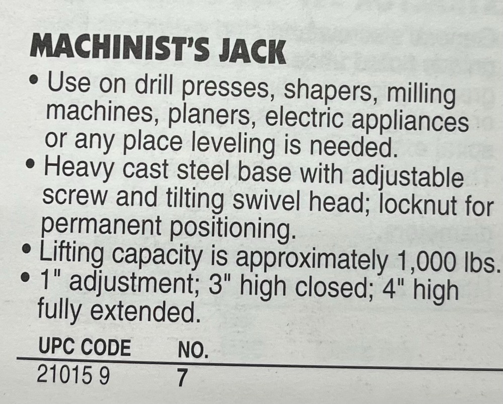 General Machinists Jack No. 7 with Box