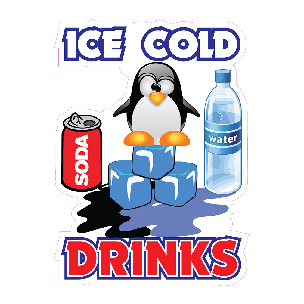 Food Truck Decals Ice Cold Drinks Style D Restaurant & Food Concession Sign Red