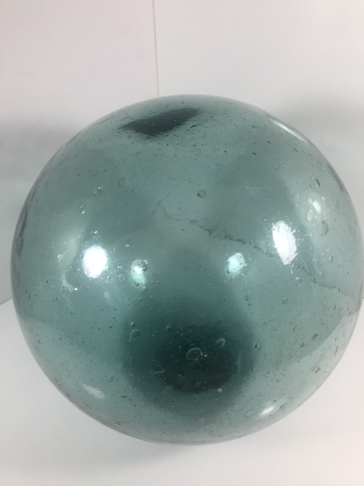 Antique Japanese Glass Extra Large 33" Circumference Fishing Float Blue Green