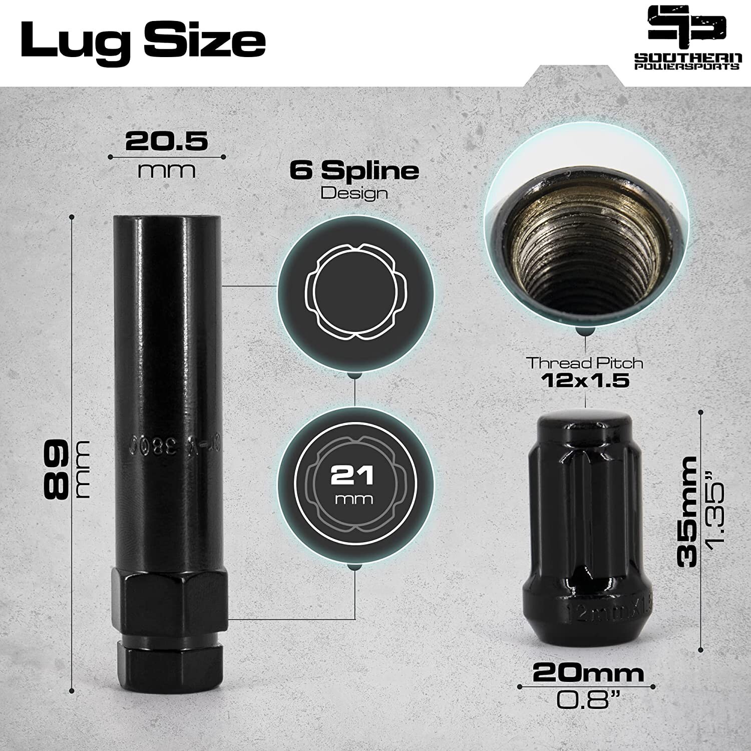 2021-2024 Polaris Scrambler / Sportsman 1000 S 55" Lug Nuts 12MM X 1.50 (BLACK)