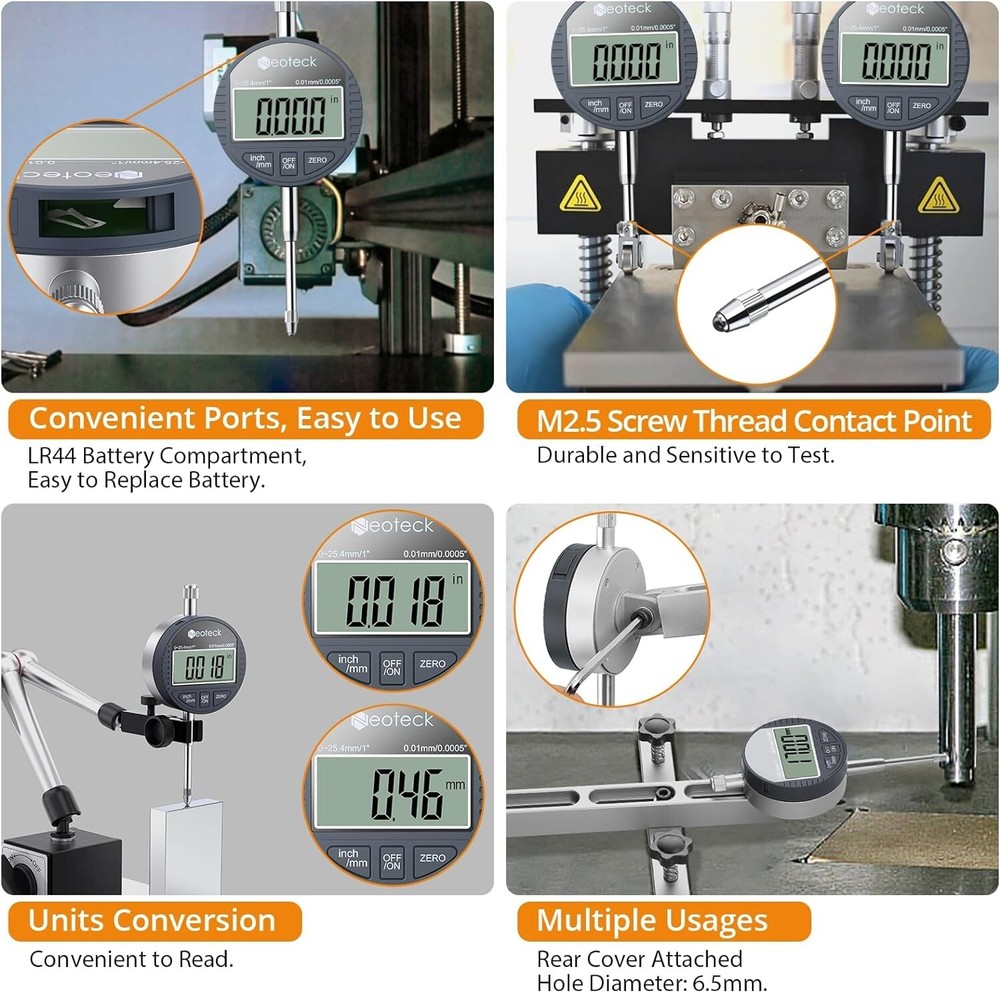 High Precision Accurate Digital Dial Indicator - Versatile - Switchable Ports