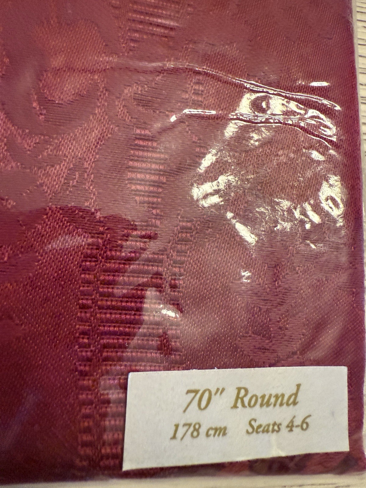 WATERFORD LINENS~GLEN MANOR 70" ROUND TABLECLOTH~RUBY~NEW SEALED PACKAGE