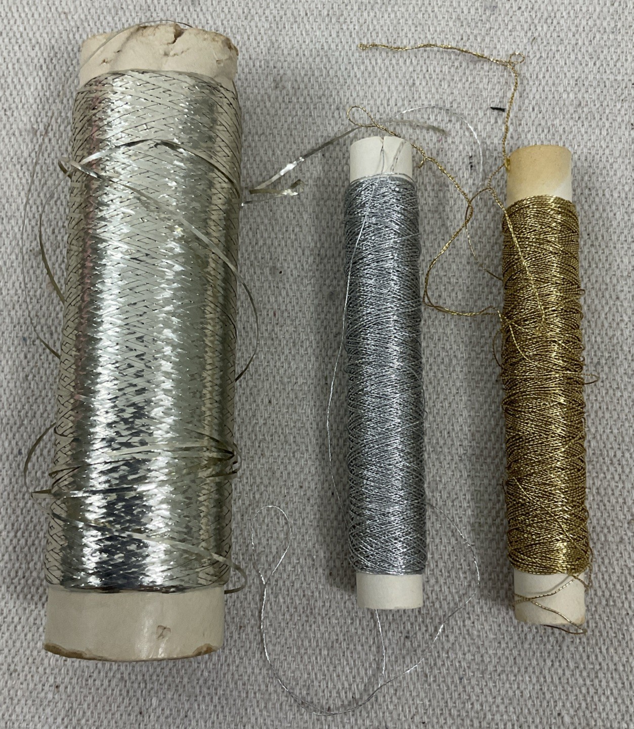 Vintage Scovill Dritz Metallic Silver Thread - lot of 4 styles
