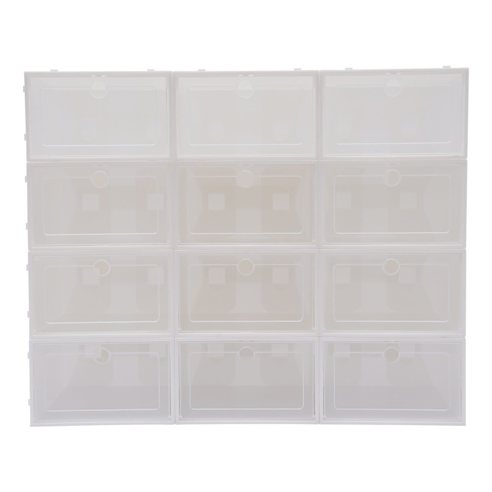 20 Pcs Shoe Box Clear Plastic Stackable Shoe Storage Foldable Shoe Containers