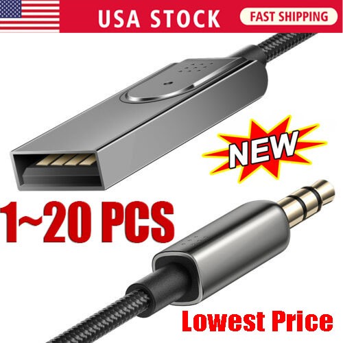 USA Aux to Bluetooth 5.1 Adapter 3.5mm Bluetooth Receiver Microphone for Car Lot