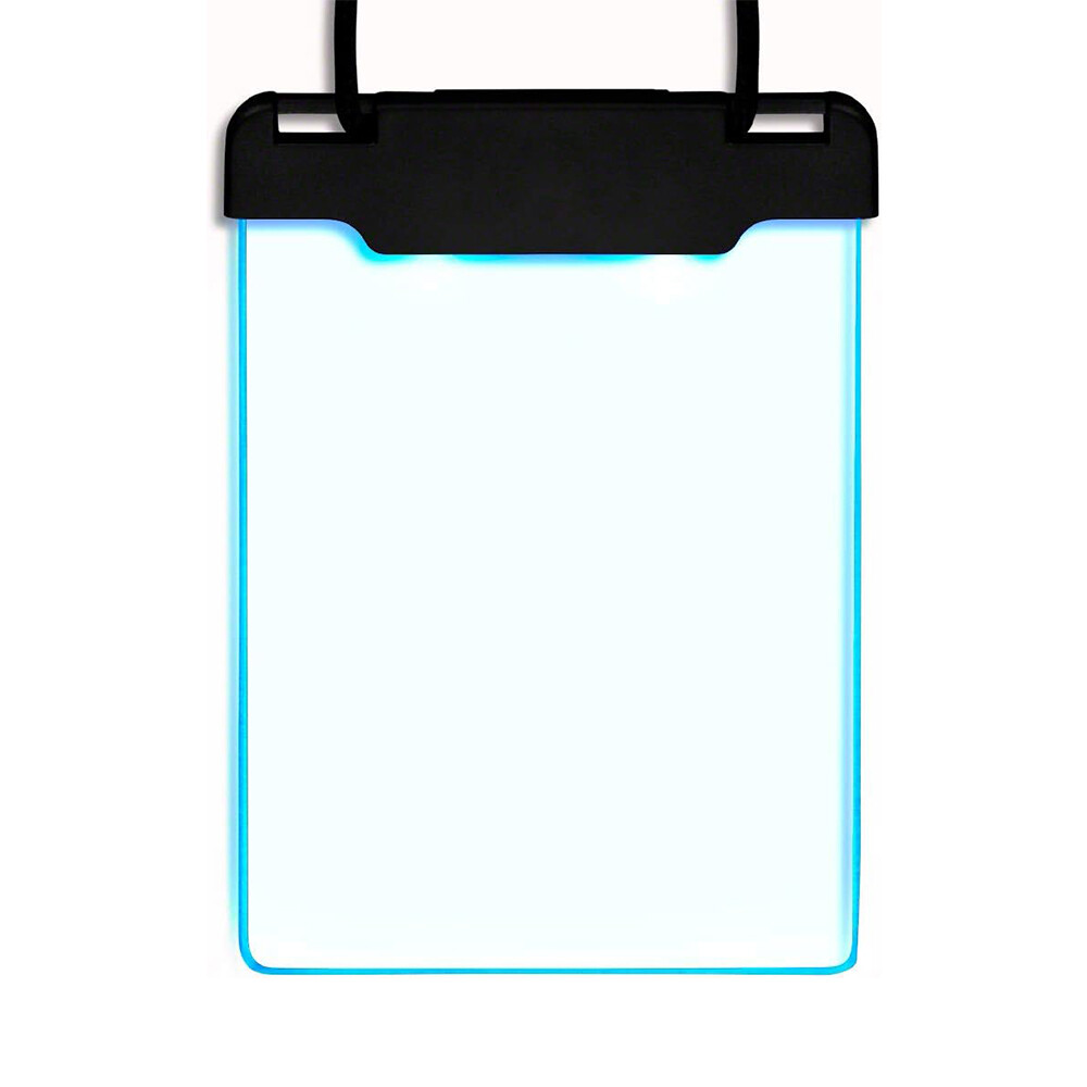 Blue LED Personalized Write On Clear Plastic Badge Necklace