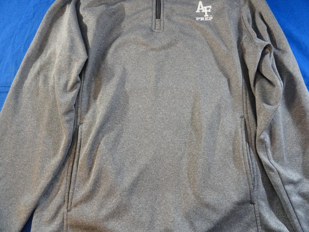 USAF AIR FORCE PREP GRAY QUARTER ZIP PULLOVER LIGHTWEIGHT ATHLETIC SWEATER S