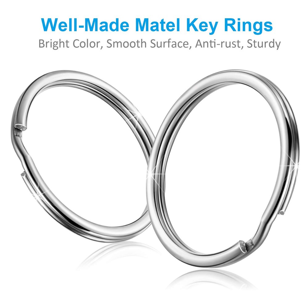 Split Key Ring Circle Assorted, Metal Keyring Durable in 5 Sizes
