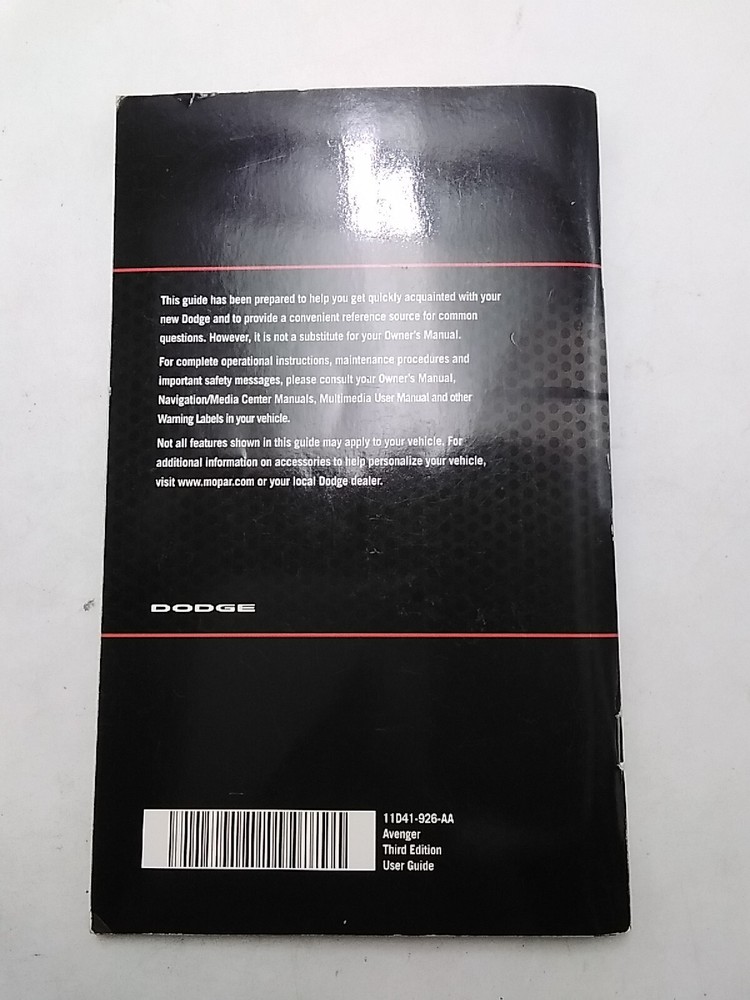 2011 Dodge Avenger User Guide OEM