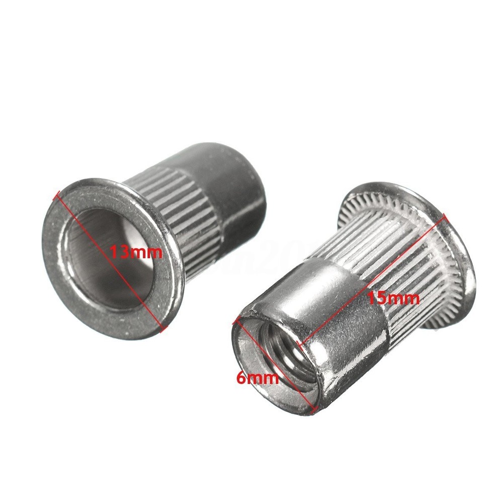 50pcs M6 Thread 304 Stainles Steel Flat Head Rivet Nut Rivnut Insert Nutsert