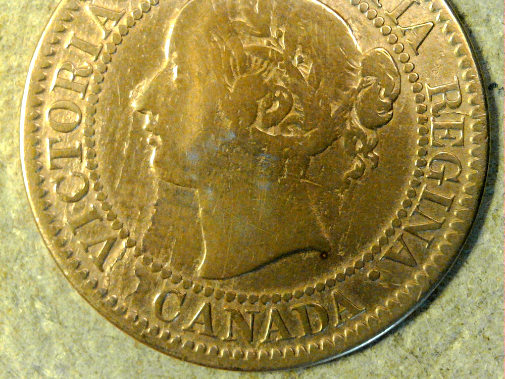 1859 Canada Cent Narrow Low 9 Die-Cracks & Lamination Errors Circ. BN Victoria