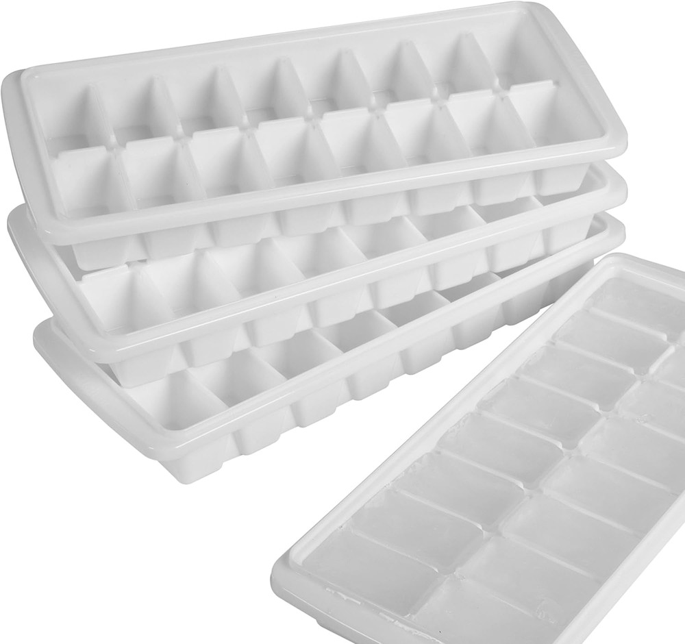4 Pack 64 Slots White Stackable Ice Cube Tray for Freezer - Easy Release Icecube