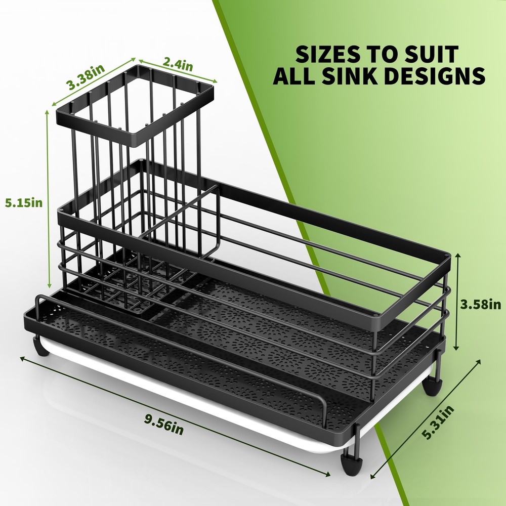 Large Capacity Kitchen Sink Caddy Organizer, Rustproof Non-Slip Sponge Holder...