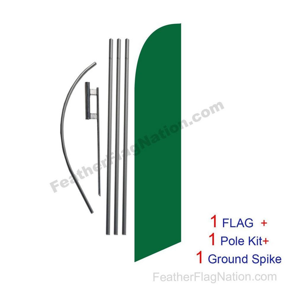 Solid Dark Green 15ft Feather Banner Swooper Flag Kit with pole+spike
