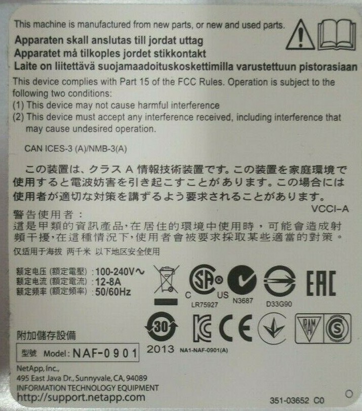 NetApp FAS3250 Filer Array 1x Controller Module 1x Expansion Module 2x 1300W PSU