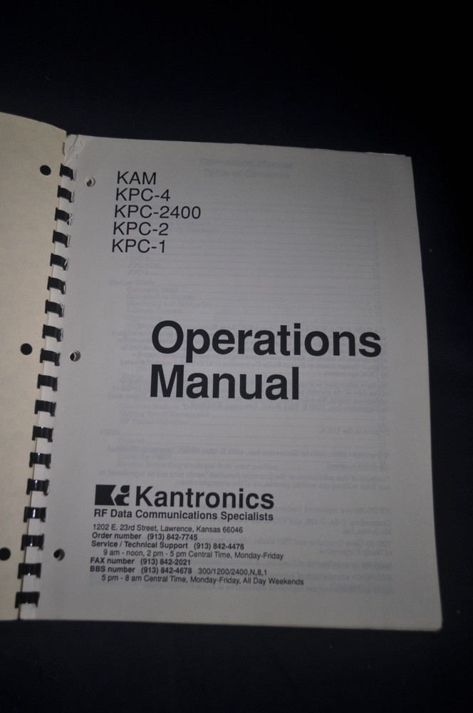 Kantronics Operations Manual KAM*KPC4*KPC2400*KPC1*KPC2