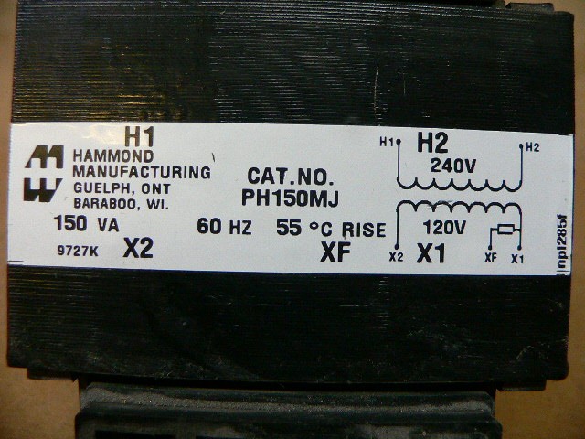 Hammond Ph150mj Control Transformer 150Va 240V