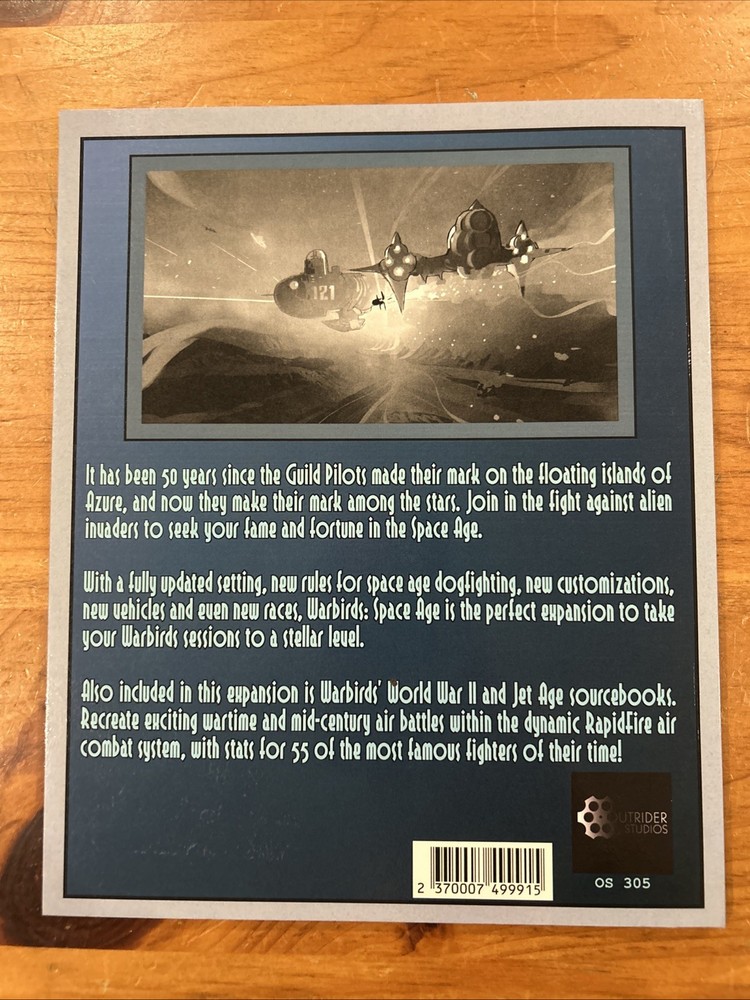 Warbirds Space Age rpg sourcebook - Outrider Studios 2016 Softcover