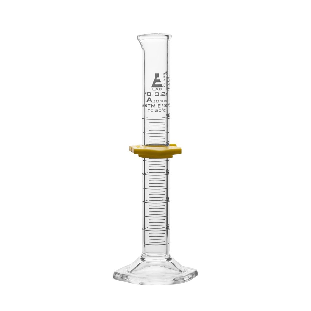 Measuring Cylinder, 10ml - ASTM, Class A Tolerance ±0.10ml - Protective Colla...