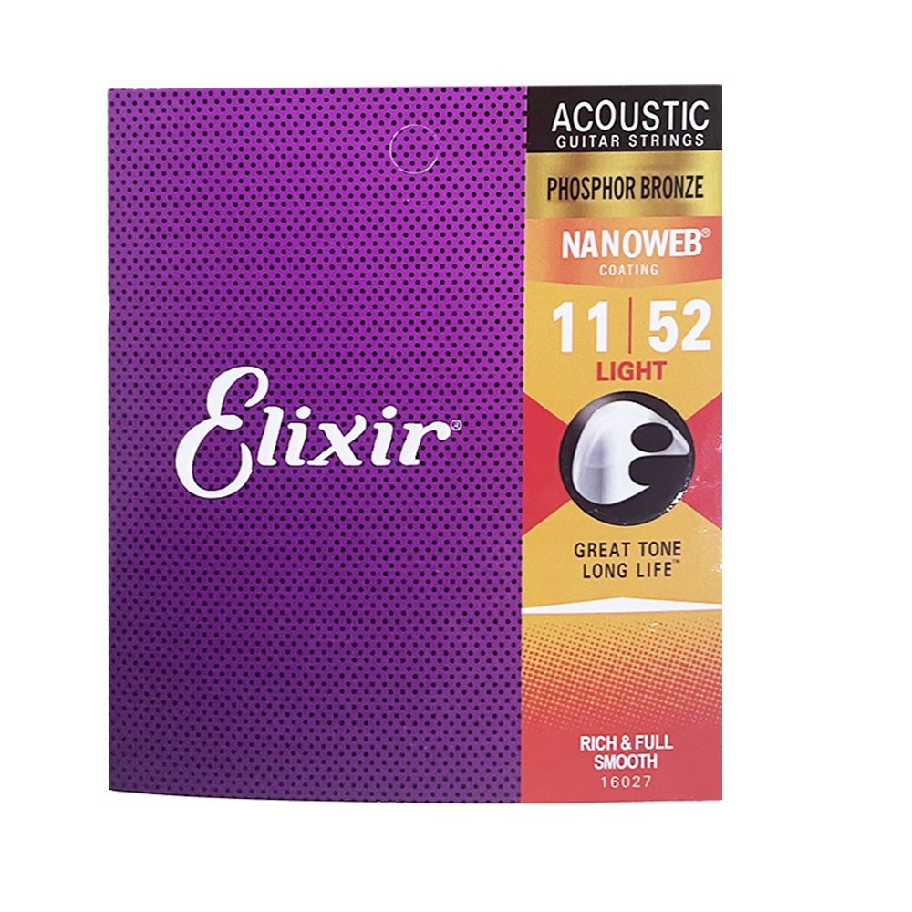 Elixir Nanoweb Phosphor Bronze Acoustic Guitar Strings .011-.052 Extra Light USA