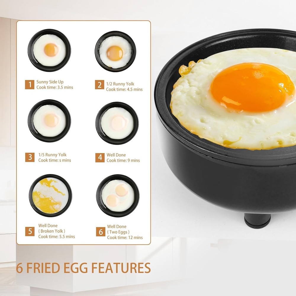 Smart Fried Egg Cooker for 6 Fried Egg Features including Sunny Side Up, Over...
