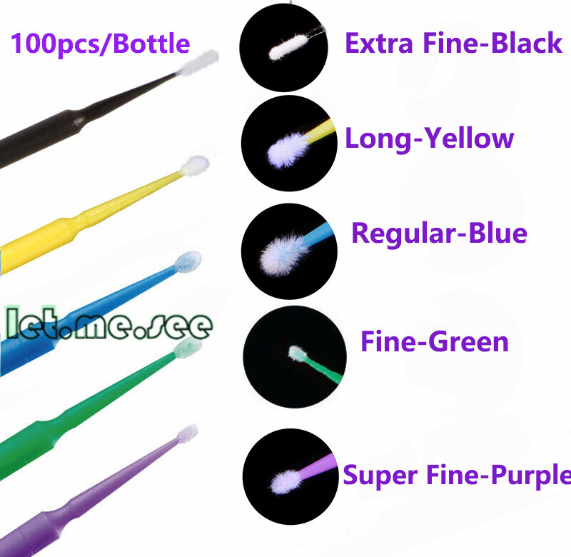 100pc/Bottle Microbrush Micro Brush Applicator Tips Regular/Fine/Long/Super Fine